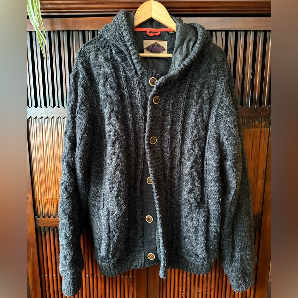 Men's Charcoal Cable Knit Hoodie